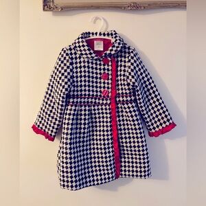 Vintage Penny M Chic Black and White Checkered Coat with Red Accents Size 4T